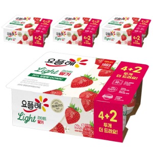 빙그레 요플레 라이트 딸기 80g 6입 x 4개(총24개) 떠먹는 요구르트음료수