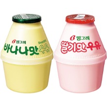 빙그레 바나나맛우유 딸기맛우유 240ml x 4개/6개/18개 선택 1박스 항아리 단지우유